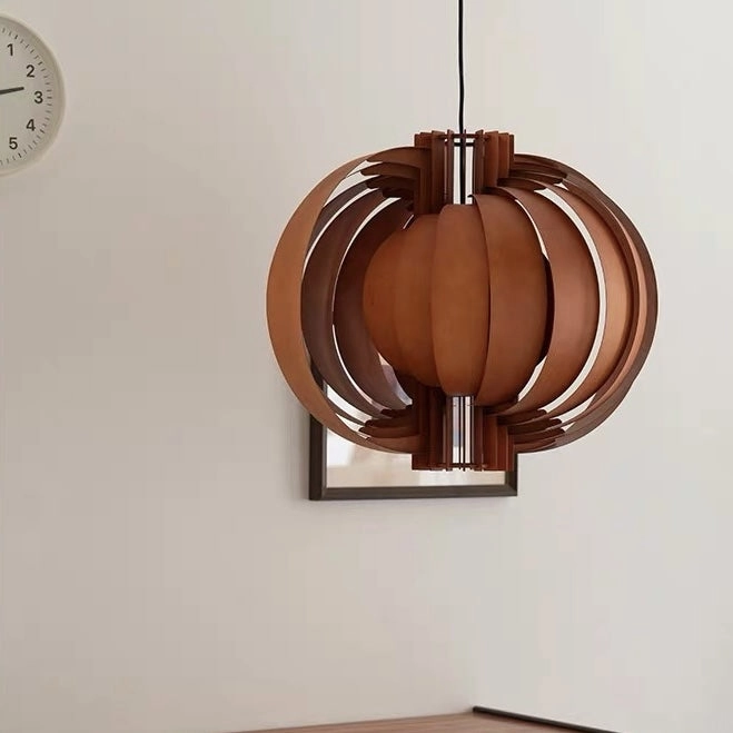 Runa Round Wood Veneer Hanging Lighttable lamp,smart table lamp