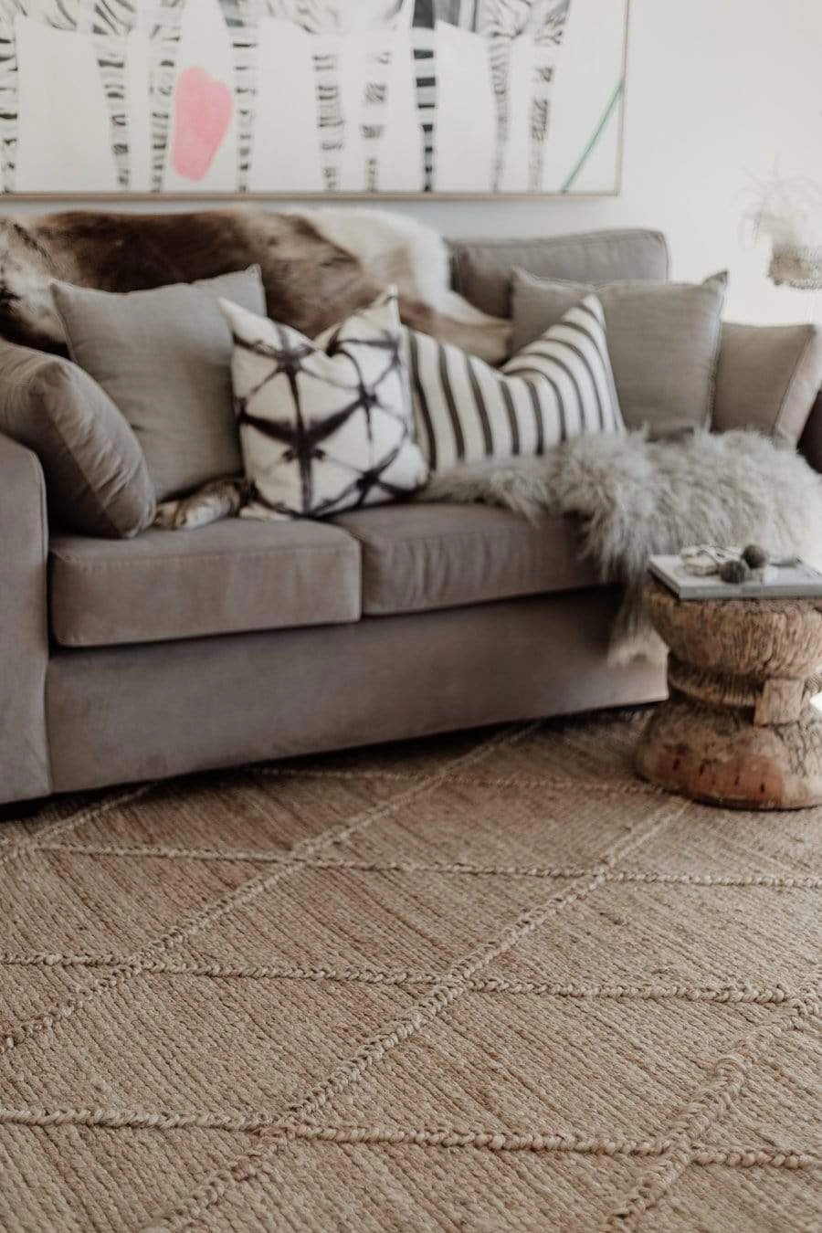 Sabra Diamond Lattice Jute Rug *NO RETURNS UNLESS FAULTY