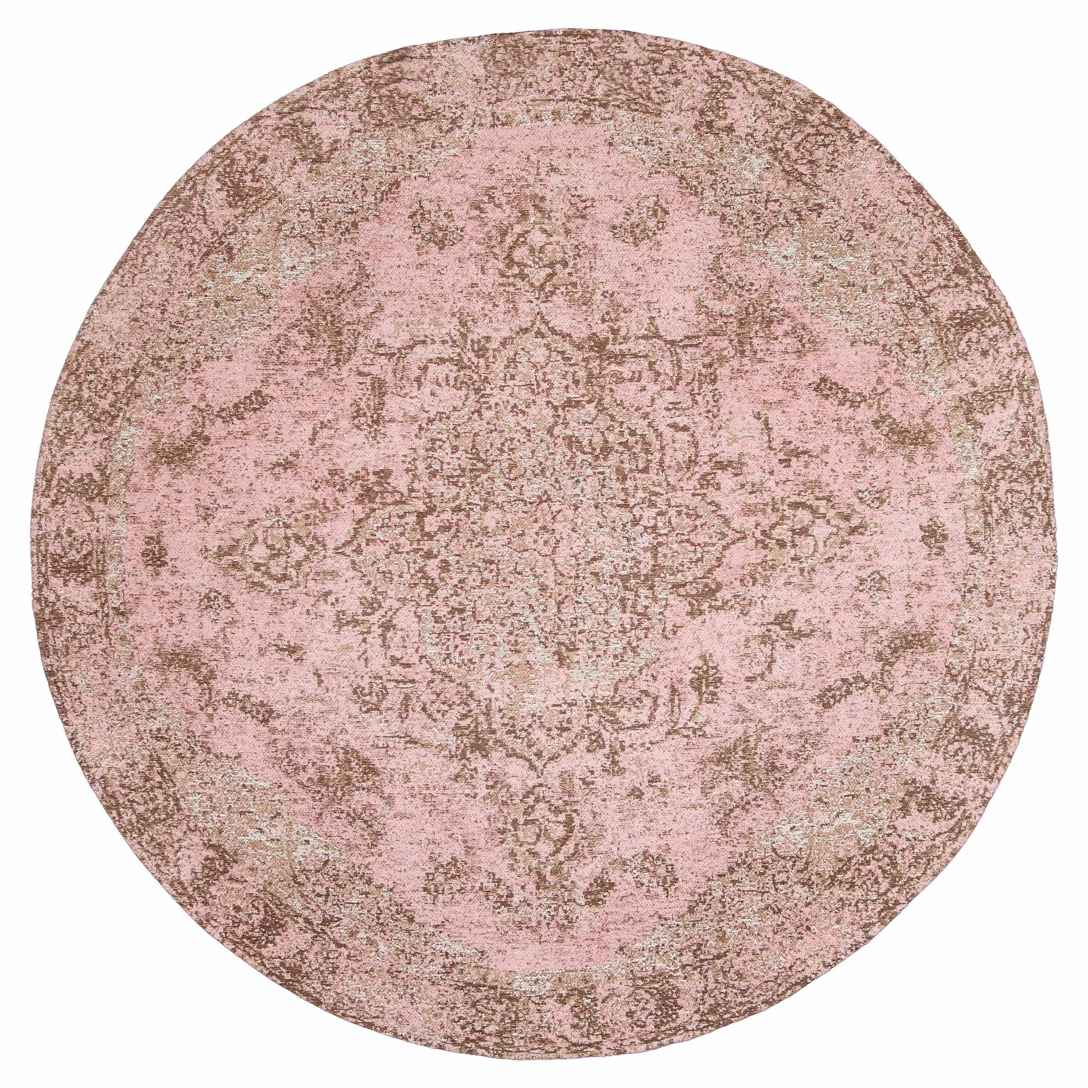 Sahara Turkish Style Pink Distressed Medallion Round Rugmodern color block patchwork rug