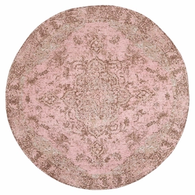 Sahara Turkish Style Pink Distressed Medallion Round Rugmodern color block patchwork rug