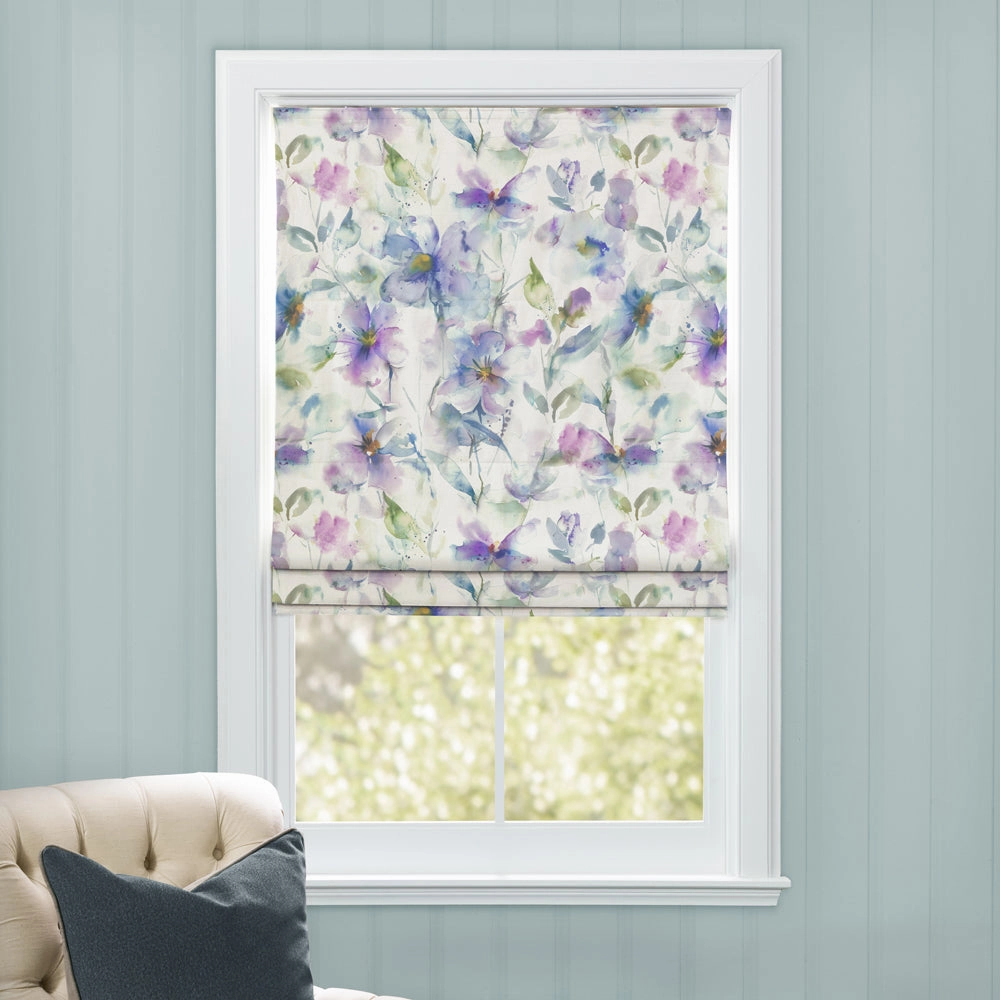 Samarinda Printed Cotton Made to Measure Roman Blinds Violet