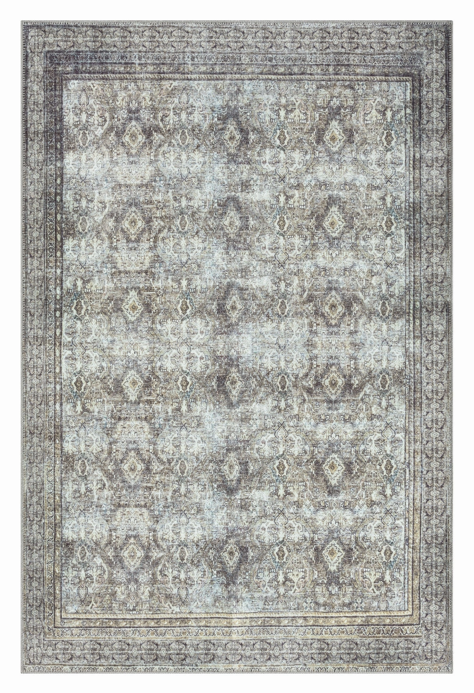 Santi Green and Grey Traditional Distressed Washable Rugmodern color block patchwork rug