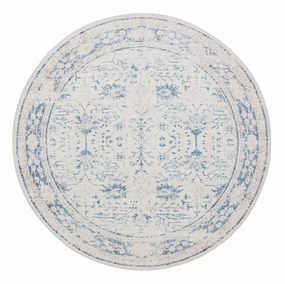 Sarafina Blue and Grey Distressed Washable Round Rugmodern color block patchwork rug