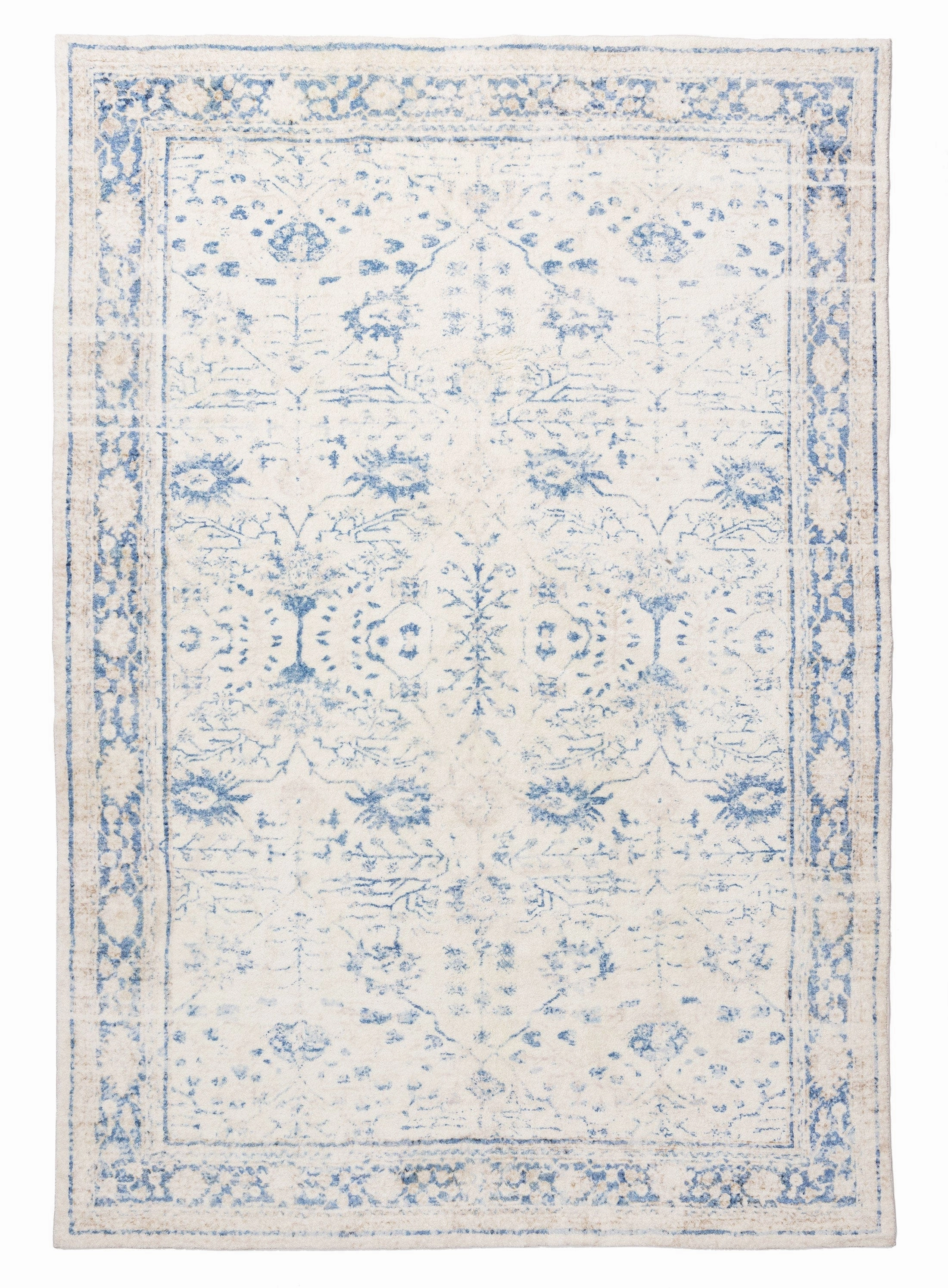 Sarafina Blue and Grey Distressed Washable Rugmodern color block patchwork rug
