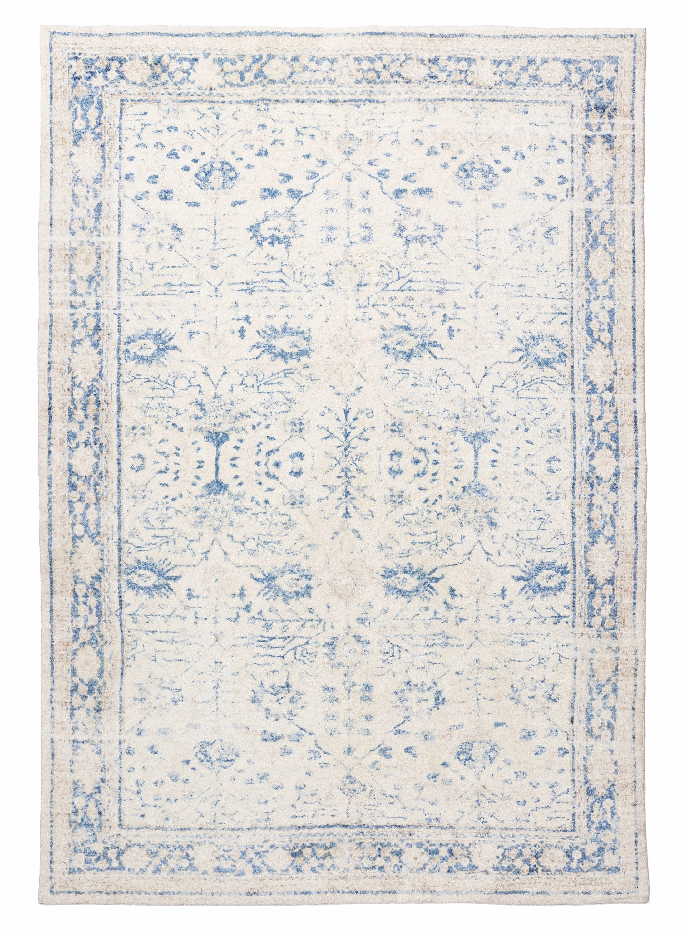 Sarafina Blue and Grey Distressed Washable Rugmodern color block patchwork rug
