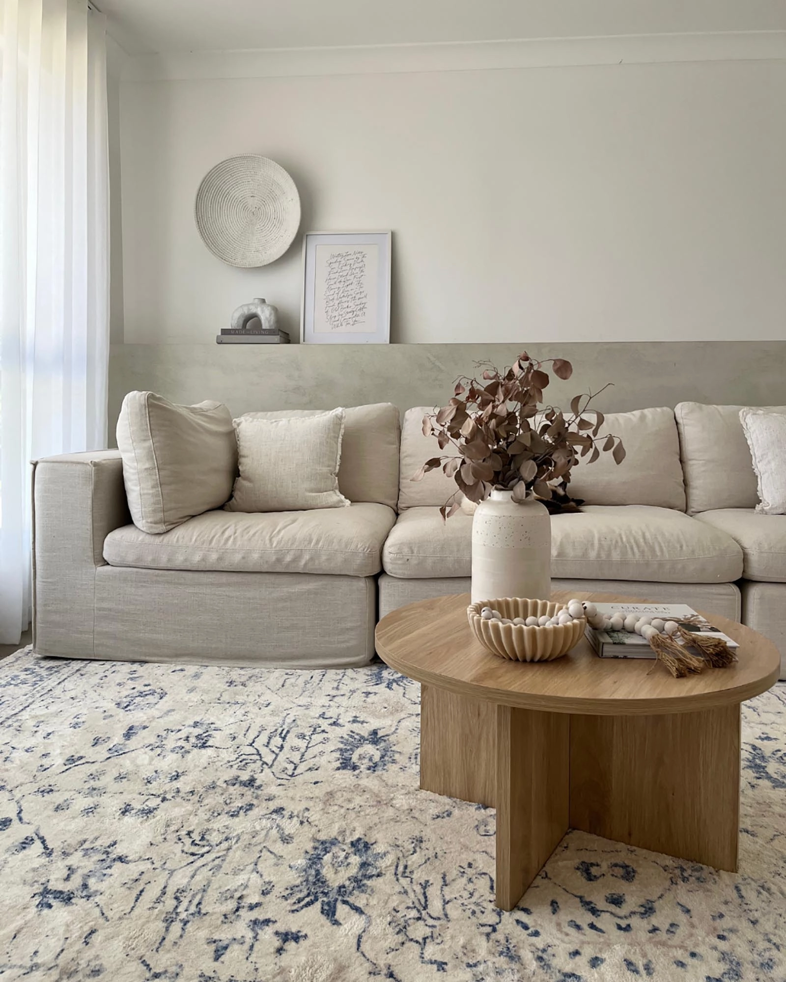 Sarafina Blue and Grey Distressed Washable Rug