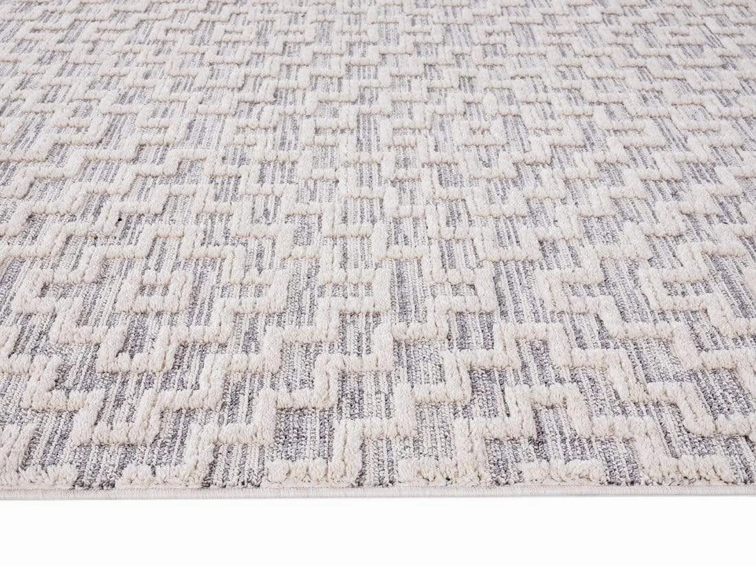 Sarita Ivory and Grey Geometric Textured Rug *NO RETURNS UNLESS FAULTY