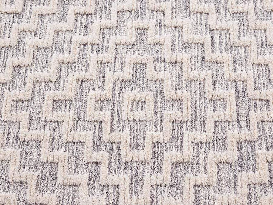 Sarita Ivory and Grey Geometric Textured Rug *NO RETURNS UNLESS FAULTY