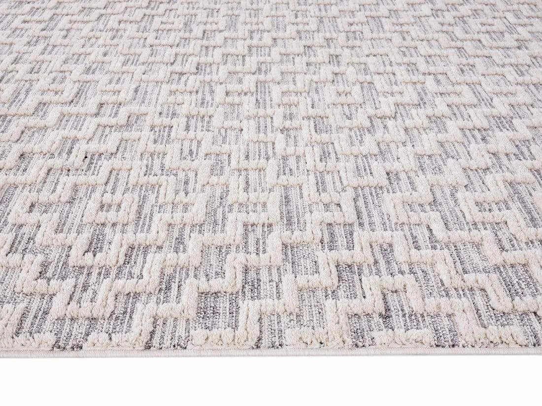 Sarita Ivory and Grey Geometric Textured Rug *NO RETURNS UNLESS FAULTY