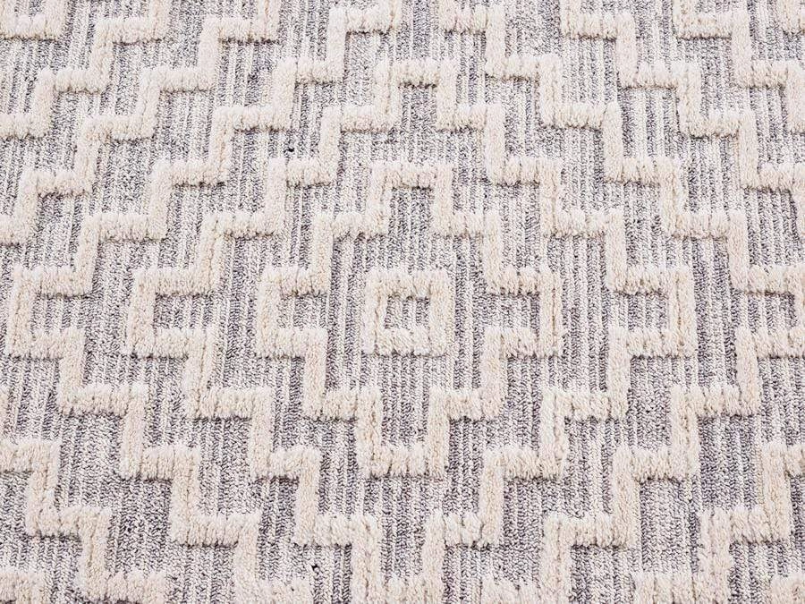 Sarita Ivory and Grey Geometric Textured Rug *NO RETURNS UNLESS FAULTY