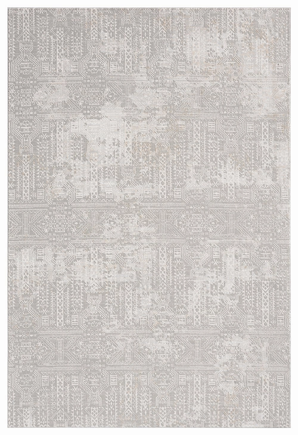 Satine Grey and Ivory Distressed Floral Tribal Rug *NO RETURNS UNLESS FAULTYmodern color block patchwork rug
