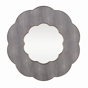 Scallop 453MI36A 36-in Wall Mirror - Gray Shagreen/Weathered Brasswall mounted decorative mirror,full length dressing mirror