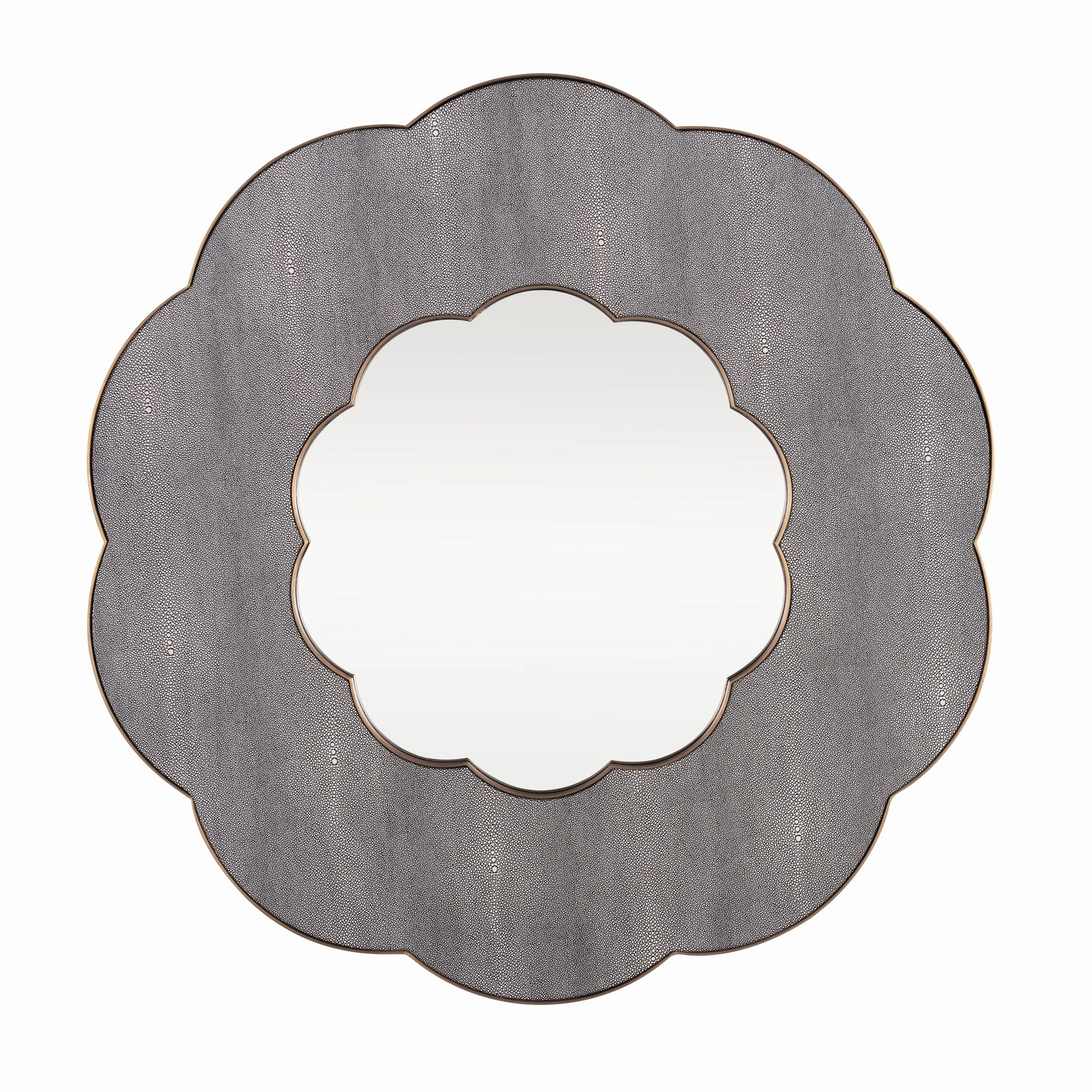 Scallop 453MI36A 36-in Wall Mirror - Gray Shagreen/Weathered Brasswall mounted decorative mirror,full length dressing mirror