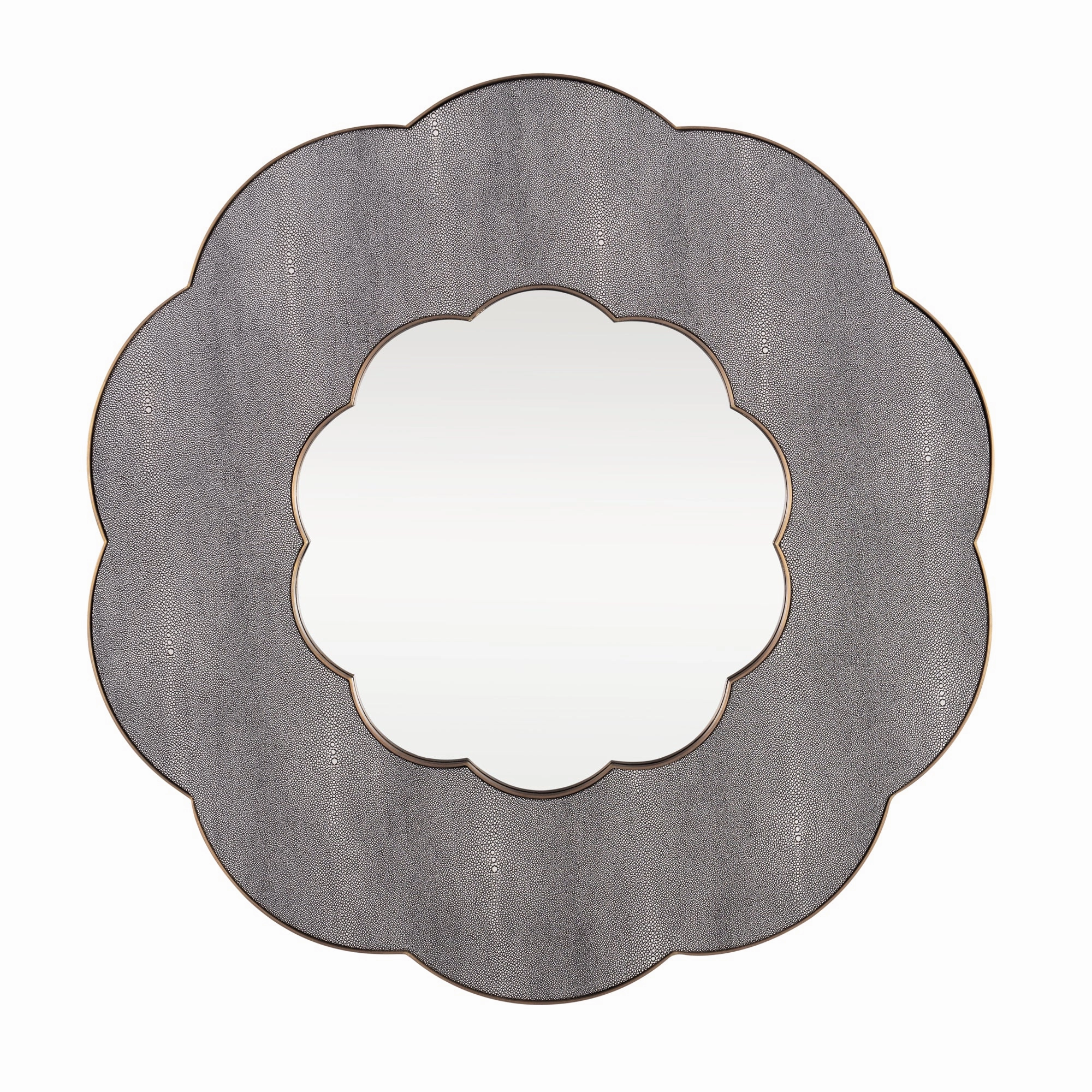 Scallop 453MI36A 36-in Wall Mirror - Gray Shagreen/Weathered Brasswall mounted decorative mirror,full length dressing mirror