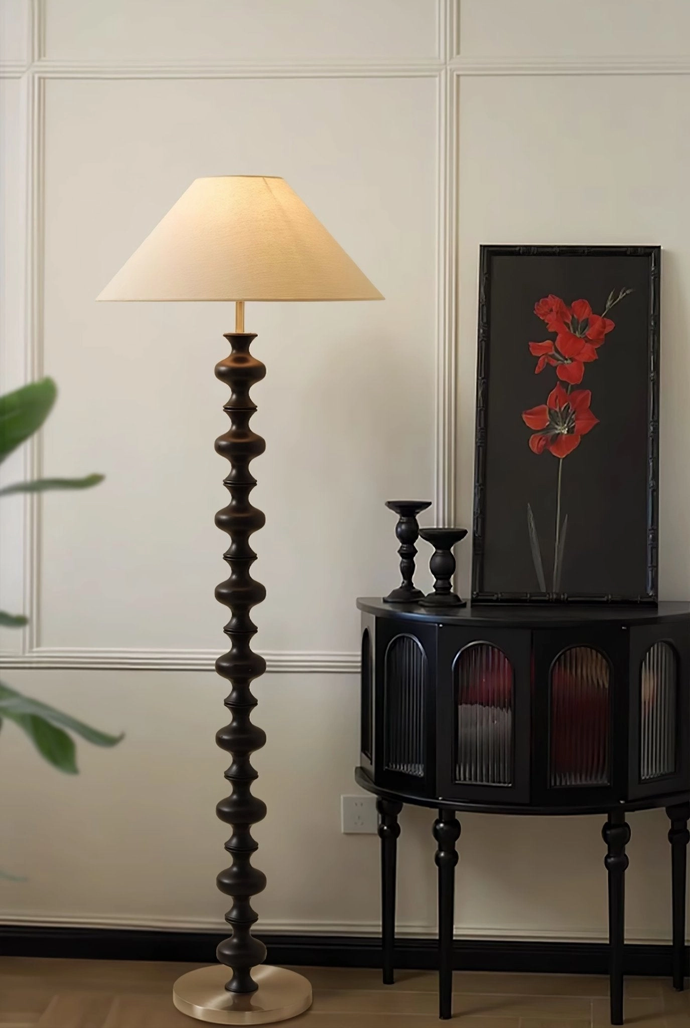 Sculpted Rhythm Wood Floor Lamp
