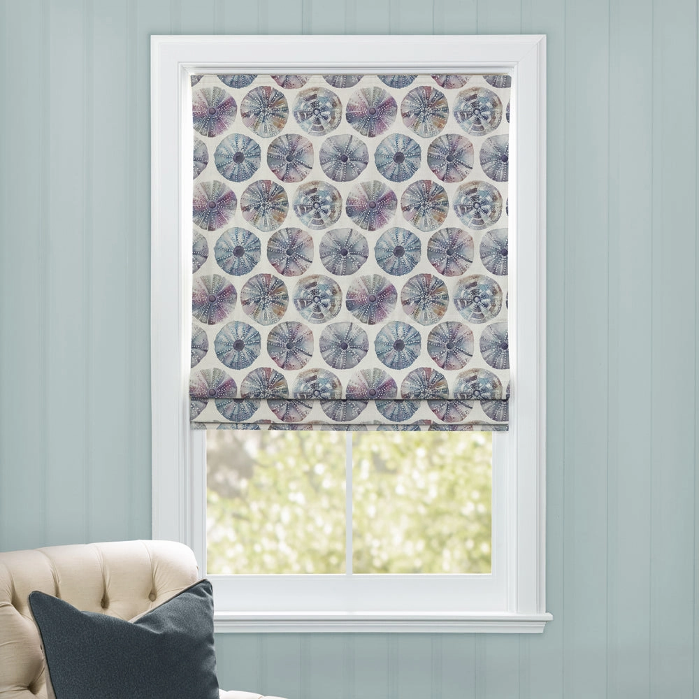 Sea Urchin Printed Cotton Made to Measure Roman Blinds Abalone