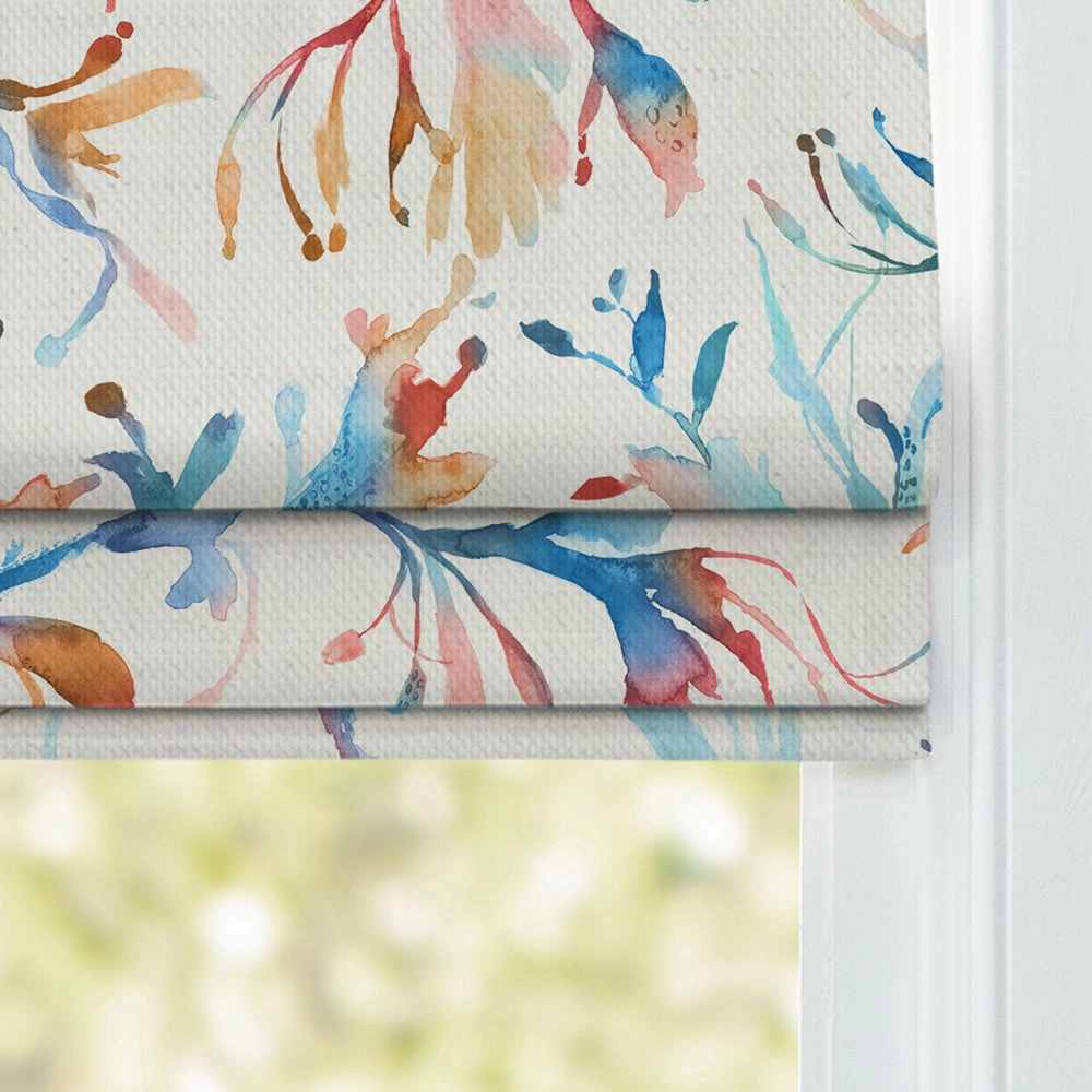 Seaweed Printed Cotton Made to Measure Roman Blinds Cobalt