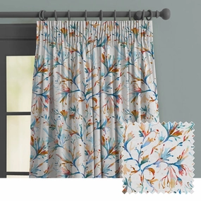 Seaweed Printed Made to Measure Curtains Cobaltbedding sets ,throw blankets 