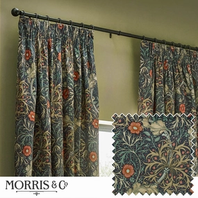 Seaweed Printed Velvet Pencil Pleat Curtains Indigobedding sets ,throw blankets 