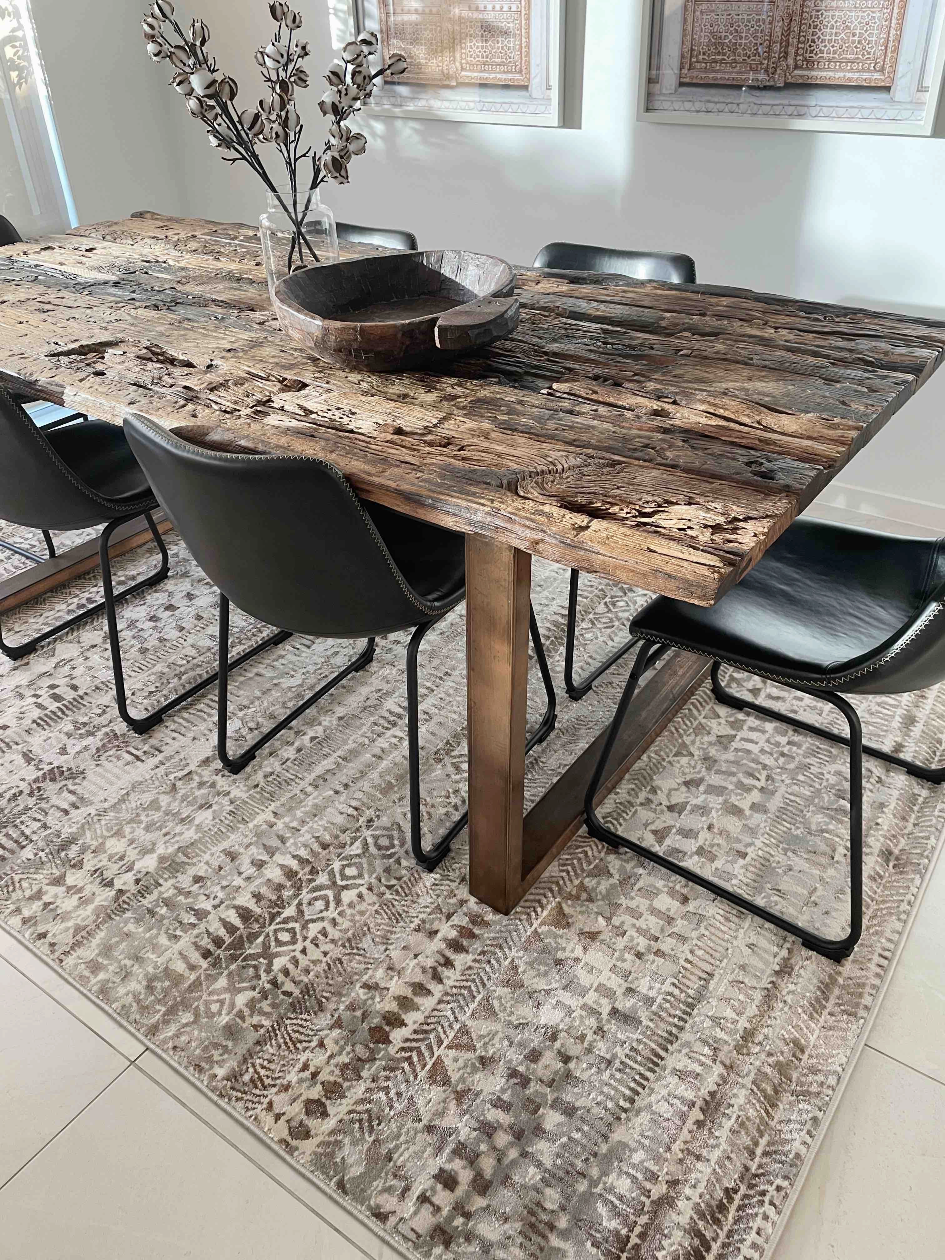 Selma Brown Grey And Ivory Distressed Tribal Rug *NO RETURNS UNLESS FAULTY