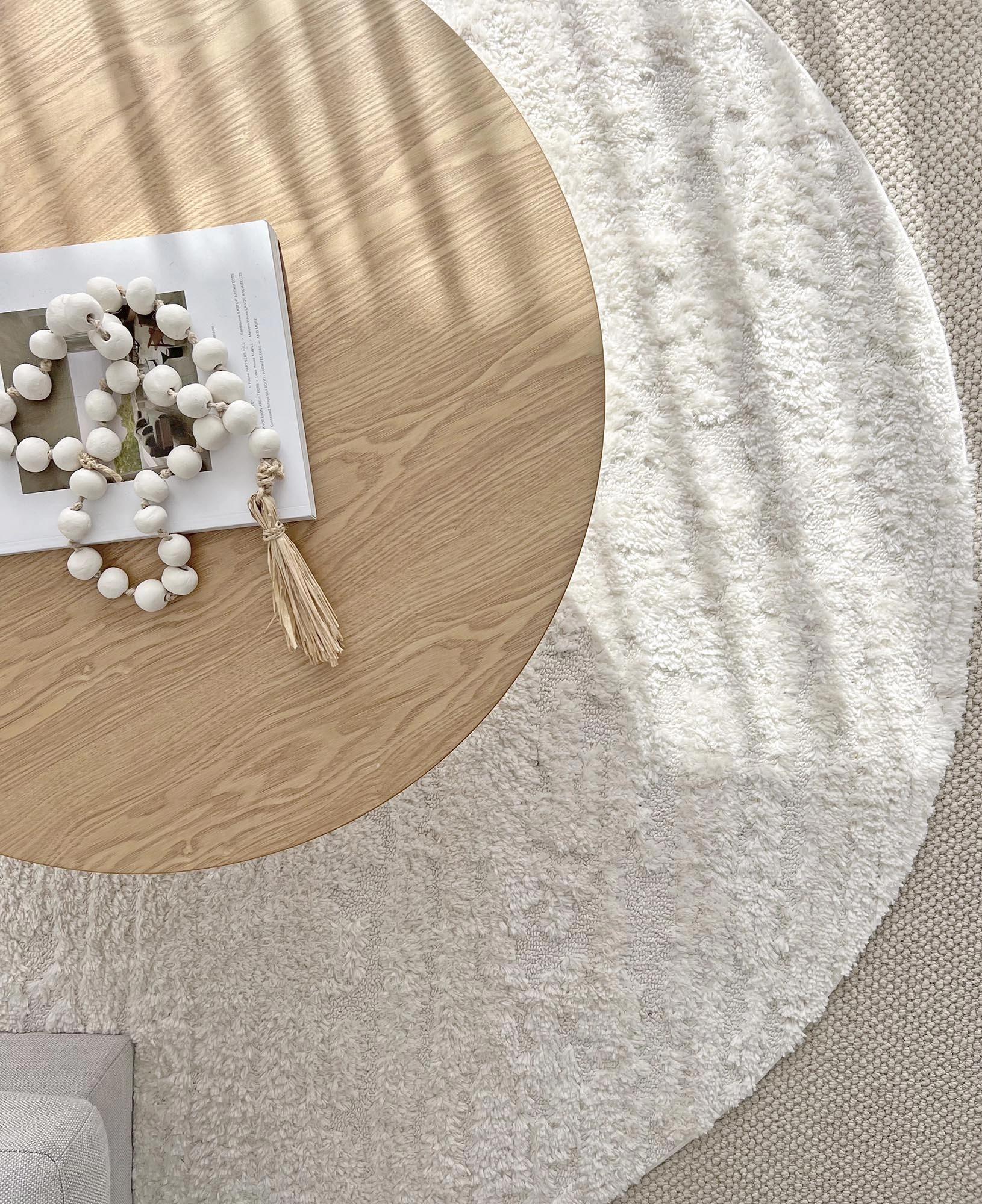 Serena Ivory Cream Textured Round Rug