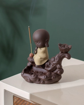 Serene Monk Waterfall Backflow Incense Burnerhome decor ,wall decor 
