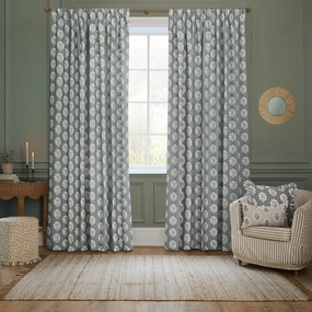 Sessile Leaf Motif Pencil Pleat Curtains Delph Bluehome decor ,wall decor 