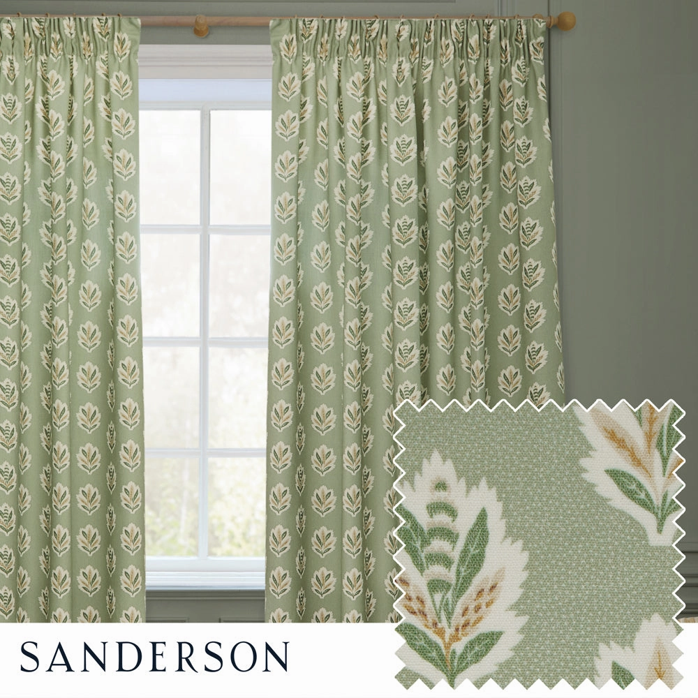 Sessile Leaf Motif Pencil Pleat Curtains Sagebedding sets ,throw blankets 