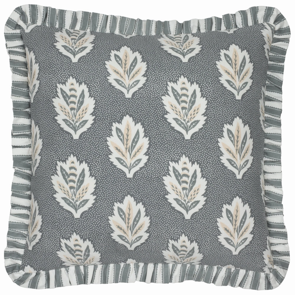 Sessile Leaf Ruffle Cushion Delph Blue