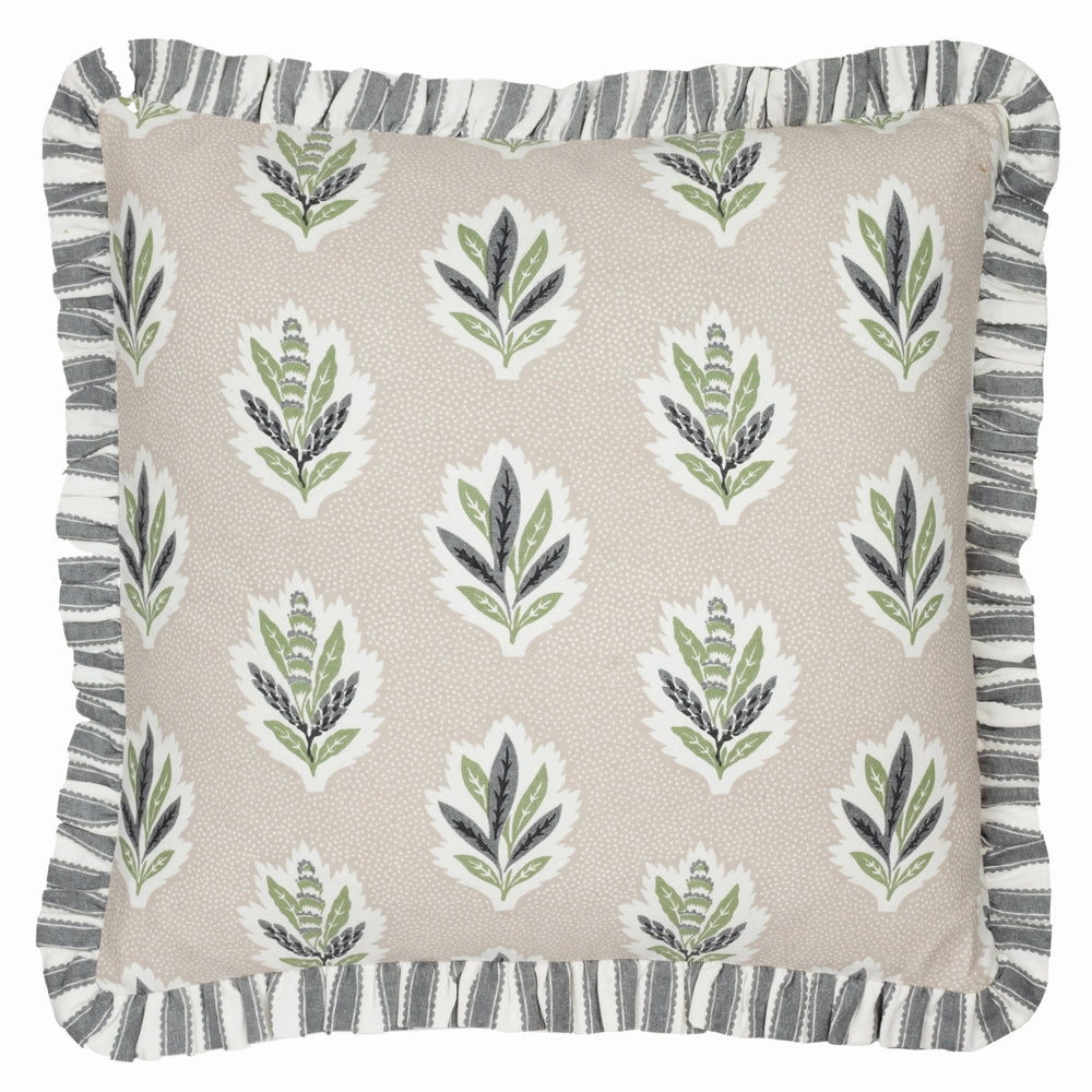 Sessile Leaf Ruffle Cushion Flax
