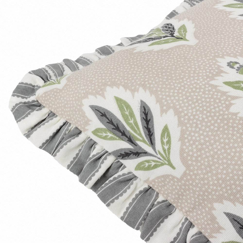 Sessile Leaf Ruffle Cushion Flax