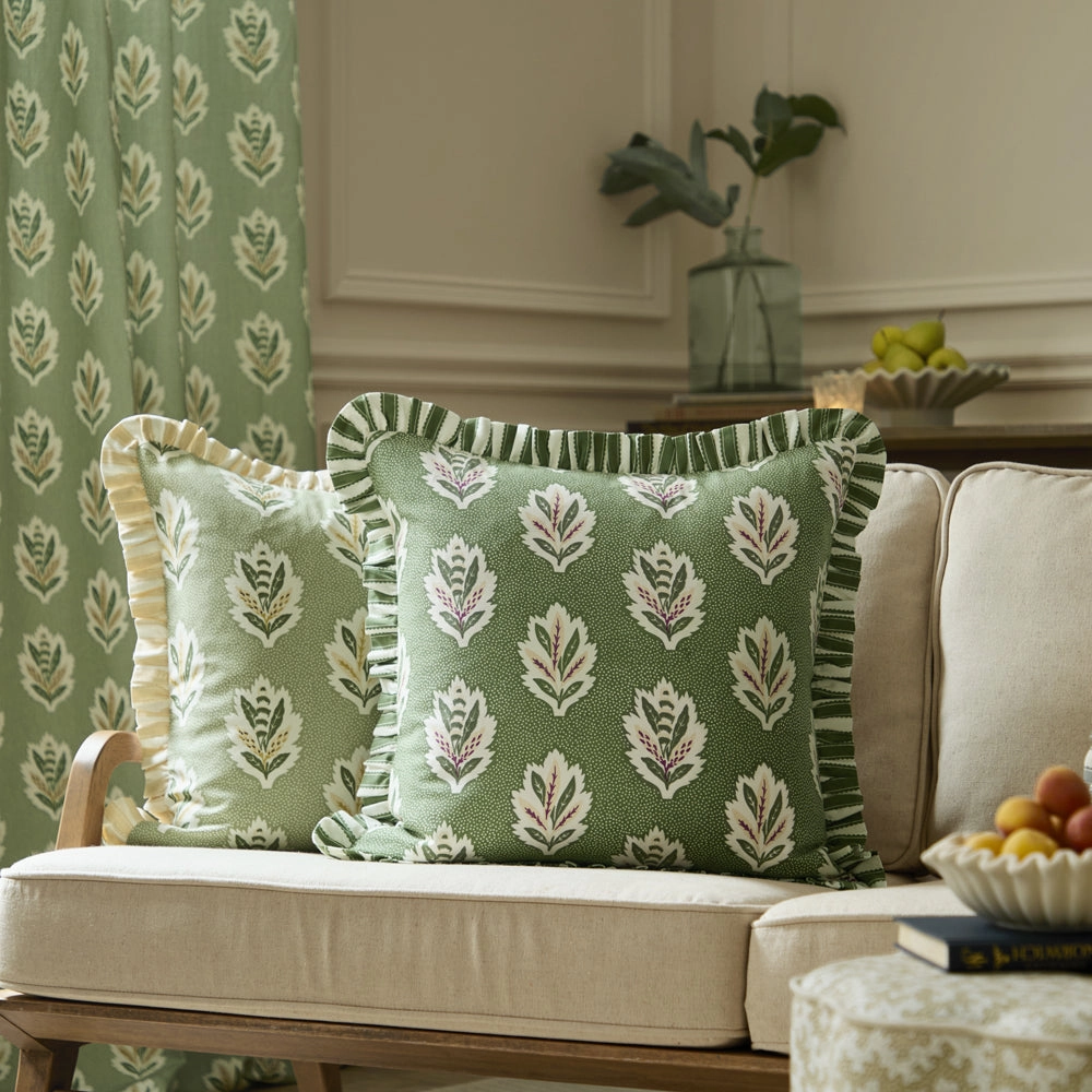 Sessile Leaf Ruffle Cushion Leaf Greenbedding sets ,throw blankets 