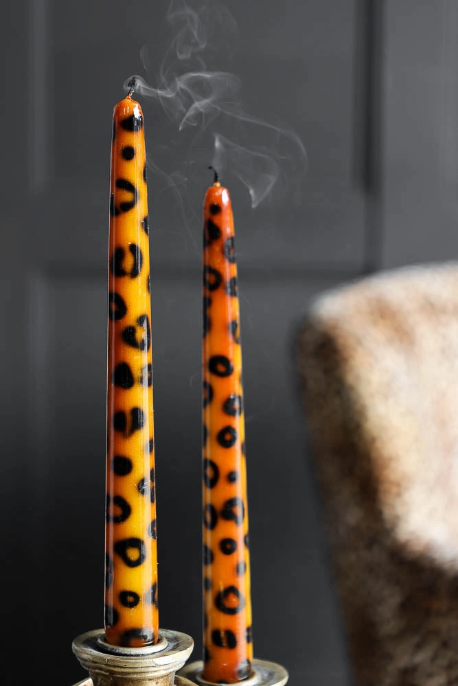 Set Of 2 Leopard Print Candles