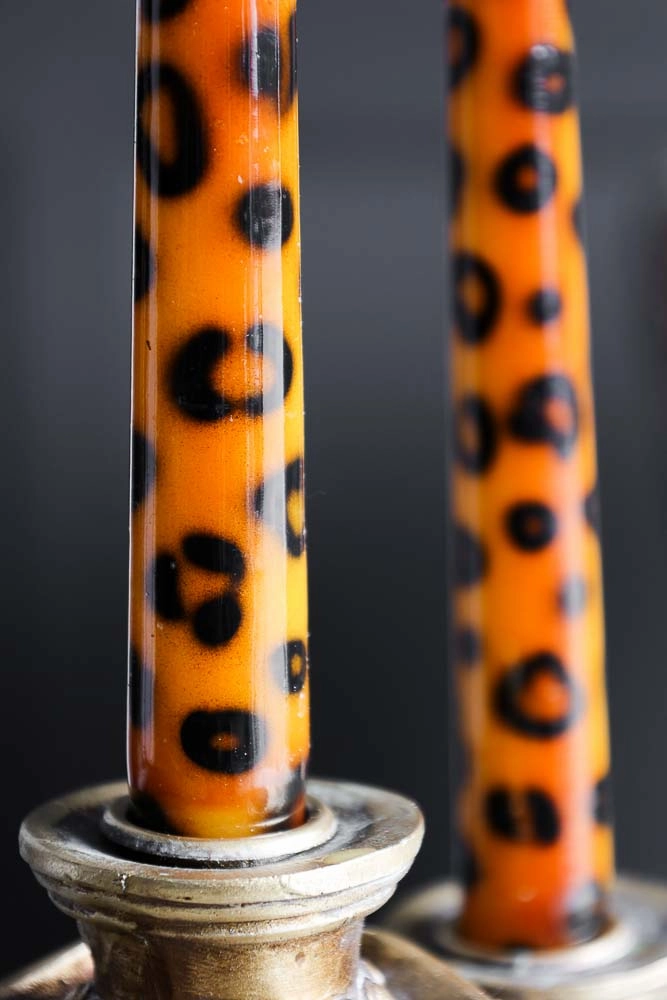 Set Of 2 Leopard Print Candles