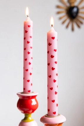 Set of 2 Red & Pink Heart Dinner Candlesscented candle ,decorative candle 