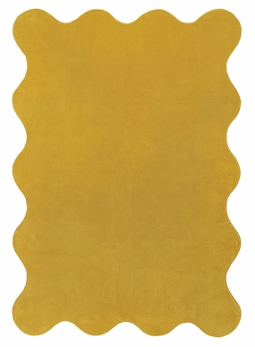 Sharra Mustard Yellow Scallop Washable Rugmodern color block patchwork rug