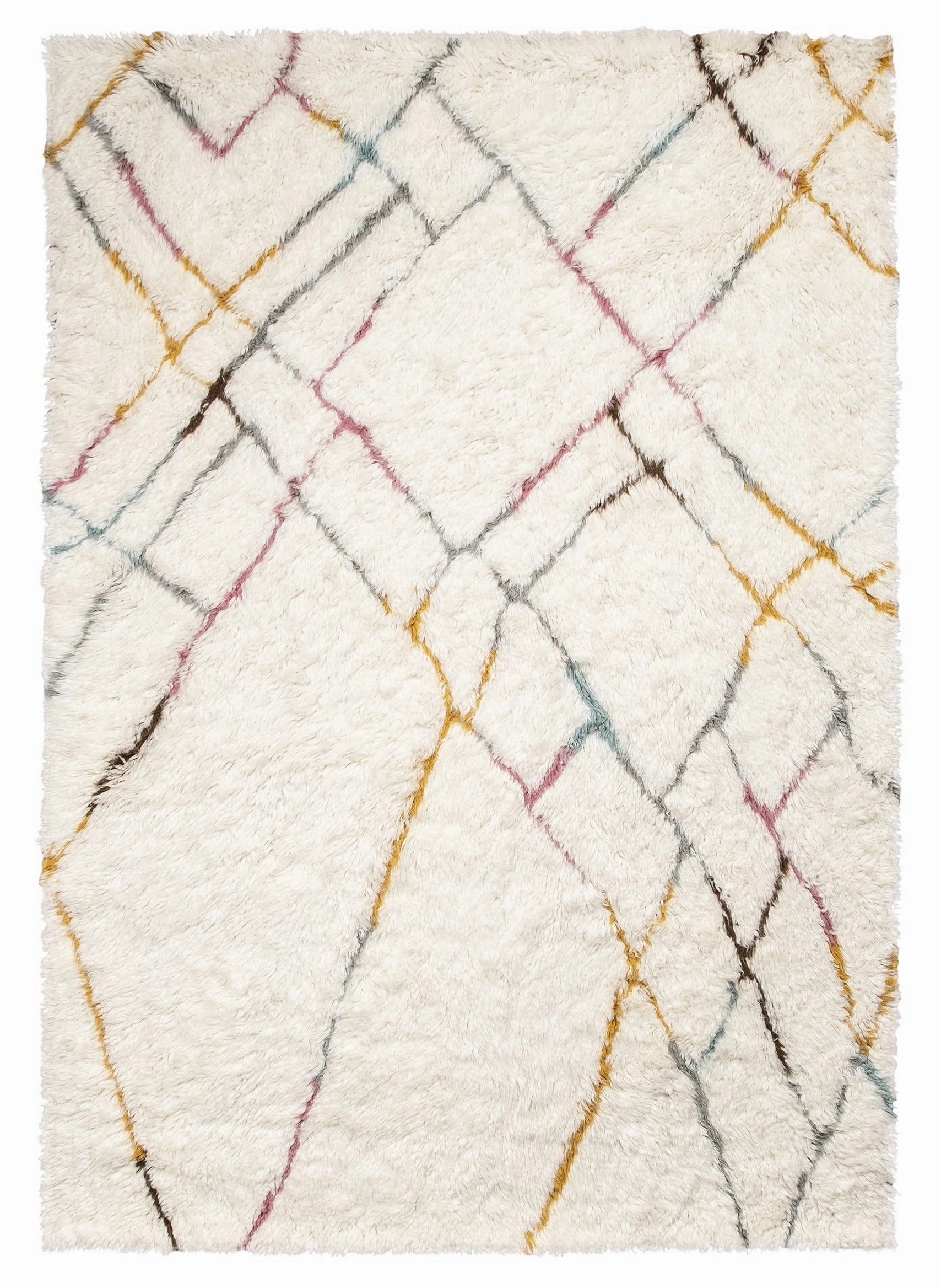 Sherry Multi-Colour Abstract Tribal Shag Rug *NO RETURNS UNLESS FAULTYmodern color block patchwork rug
