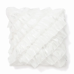Shiny Frill Cushion Cover 450 x 450  Whitebedding sets ,throw blankets 