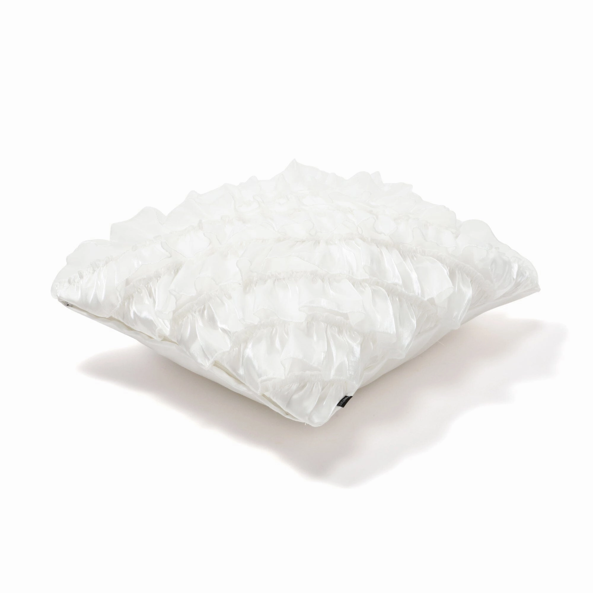 Shiny Frill Cushion Cover 450 x 450  White