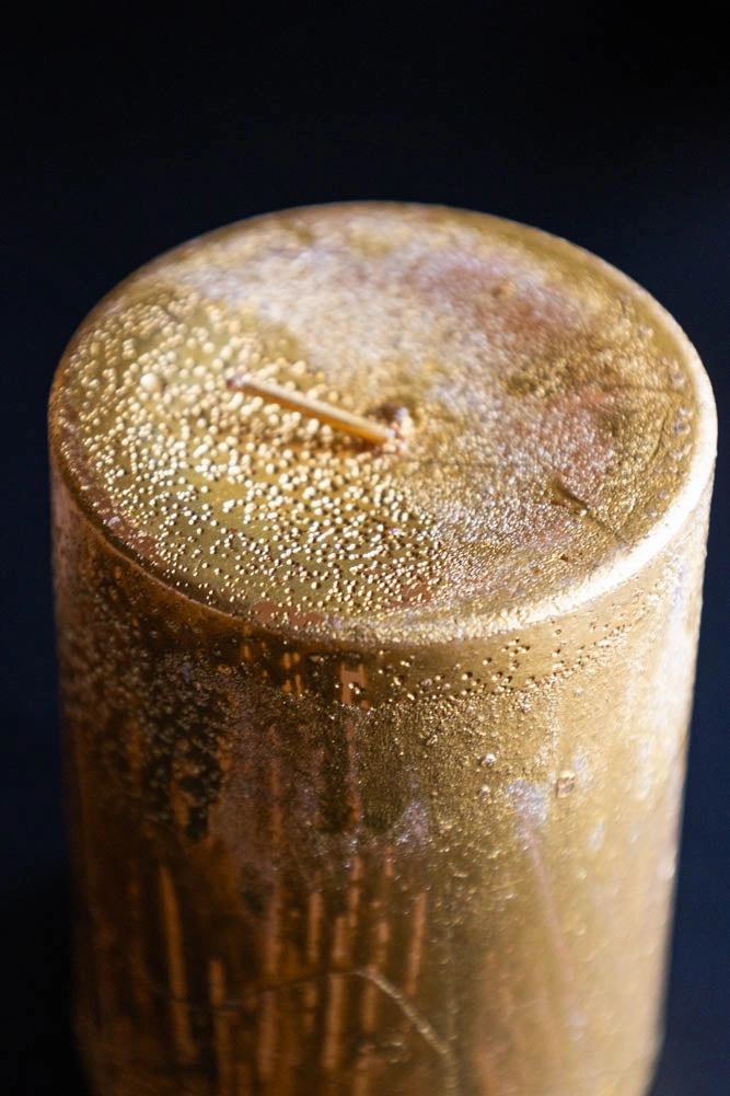 Shiny Gold Pillar Candle - Short