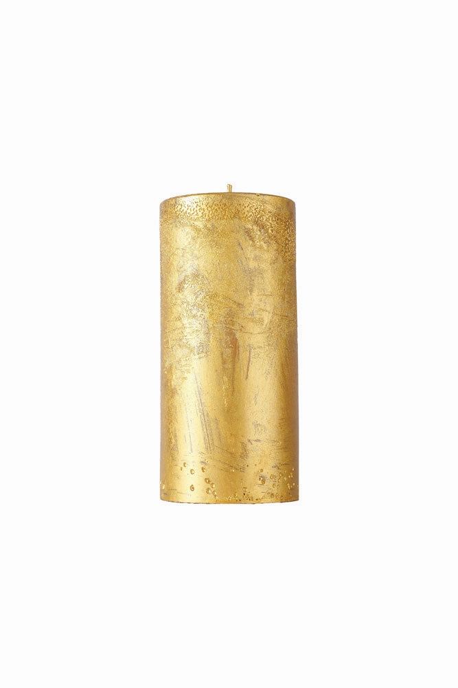 Shiny Gold Pillar Candle - Tall