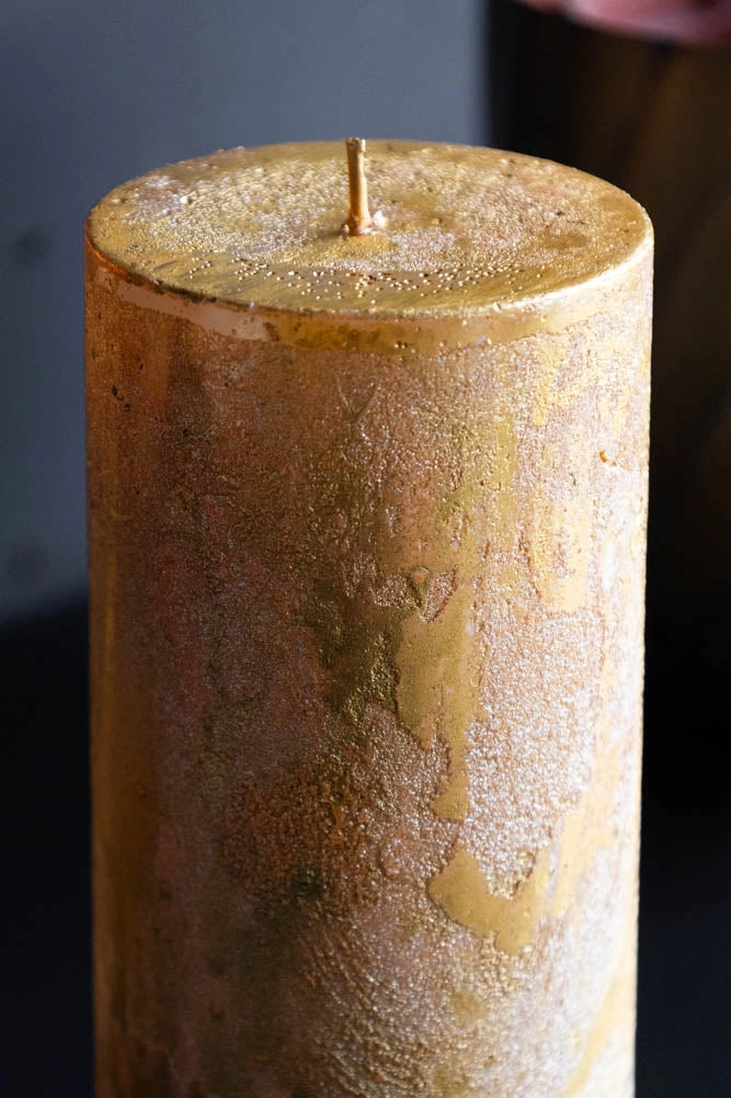 Shiny Gold Pillar Candle - Tall
