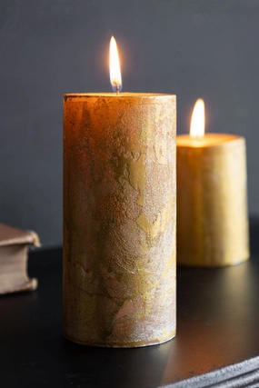 Shiny Gold Pillar Candle - Tallscented candle ,decorative candle 