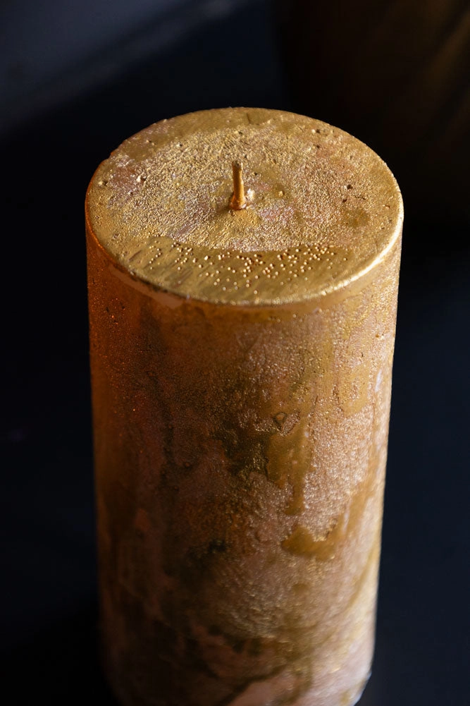Shiny Gold Pillar Candle - Tall