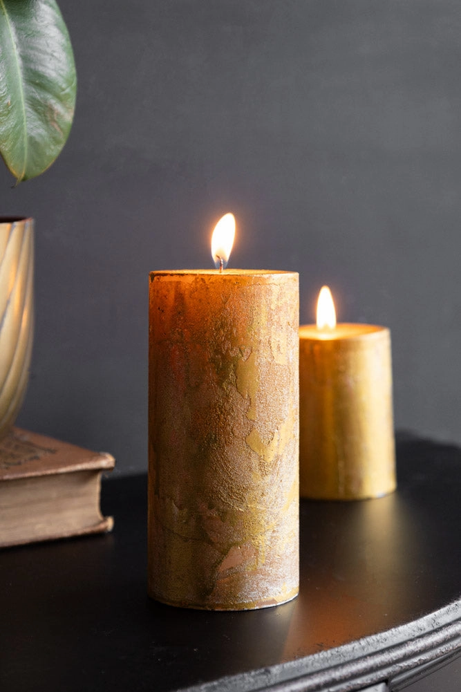 Shiny Gold Pillar Candle - Tall