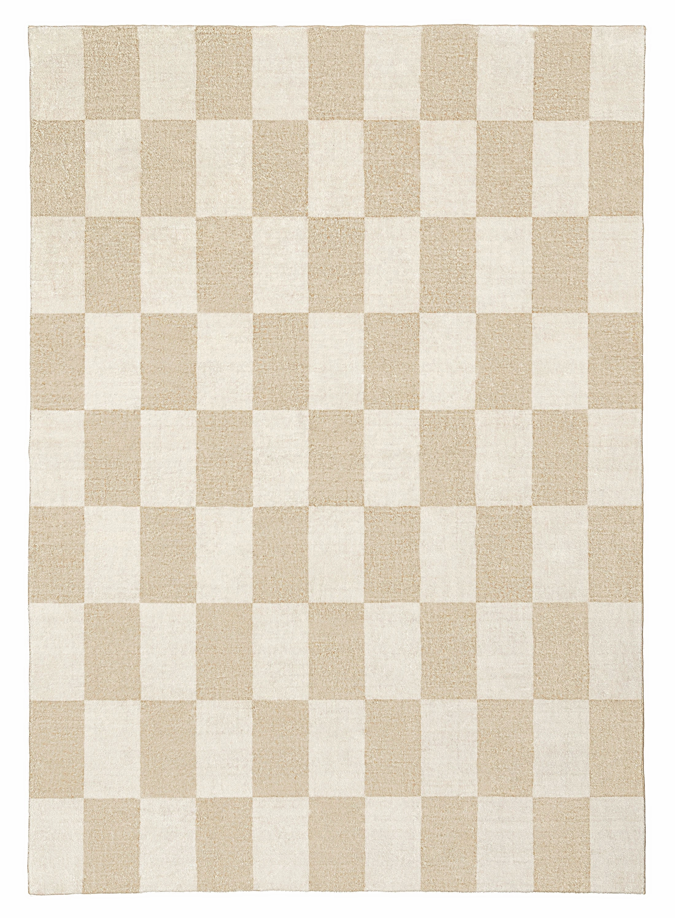 Shira Neutral Beige Checkered Washable Rugmodern color block patchwork rug