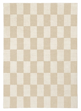 Shira Neutral Beige Checkered Washable Rugmodern color block patchwork rug