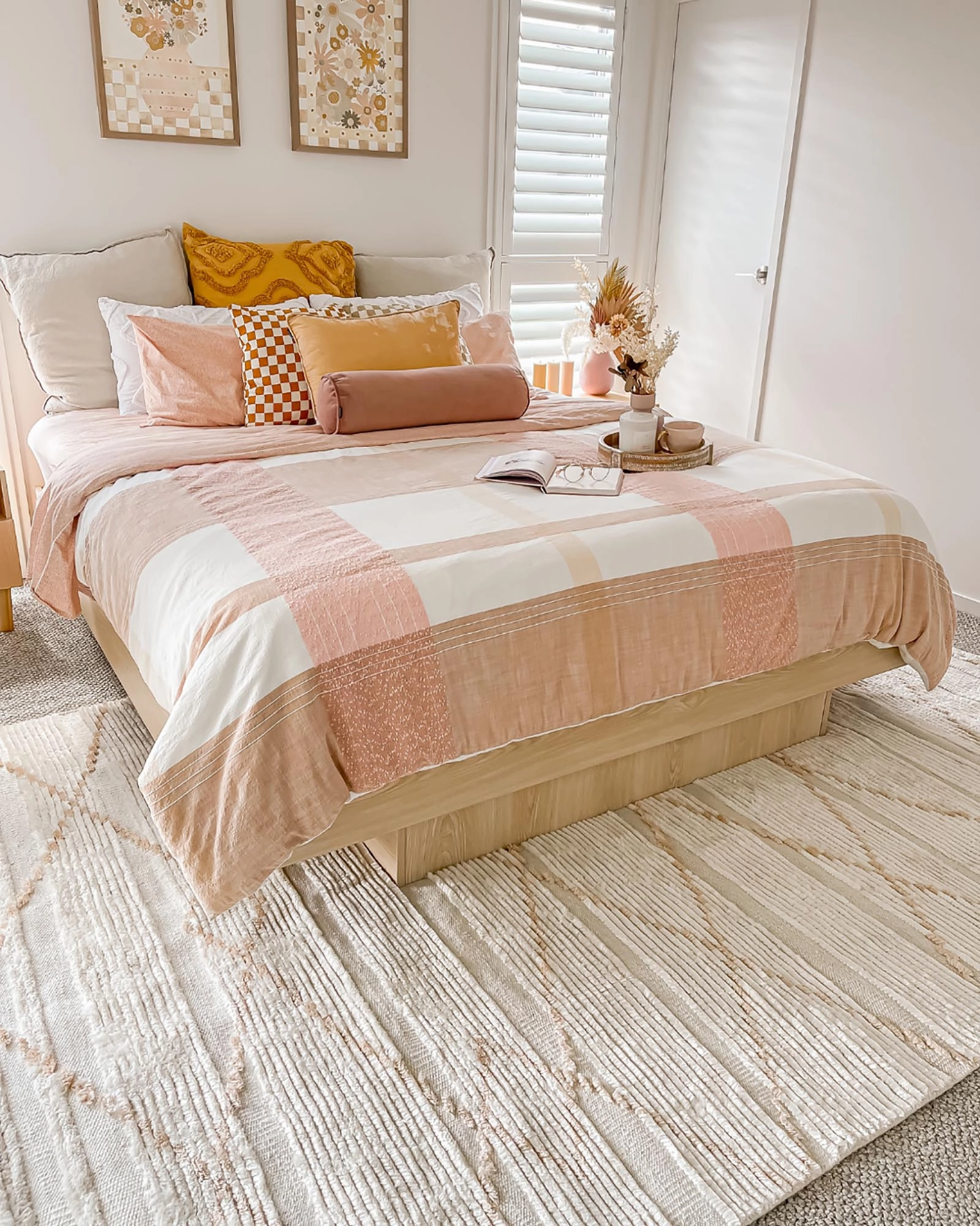 Shona Ivory and Peach Tribal PET Rug