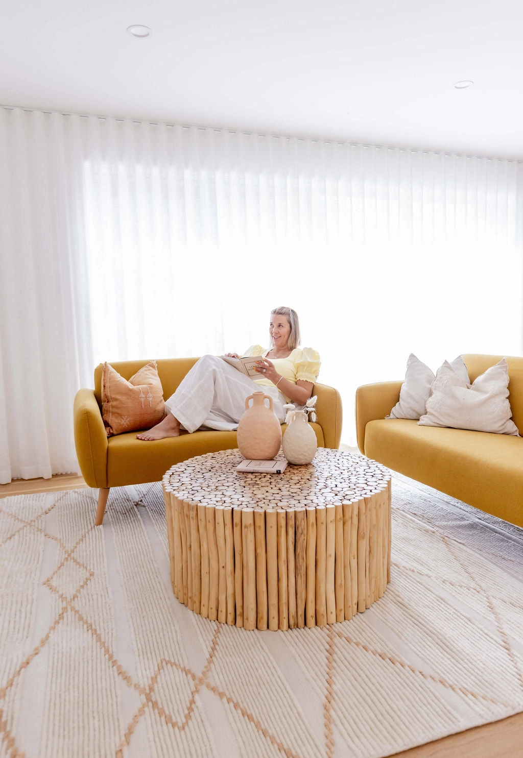 Shona Ivory and Peach Tribal PET Rug