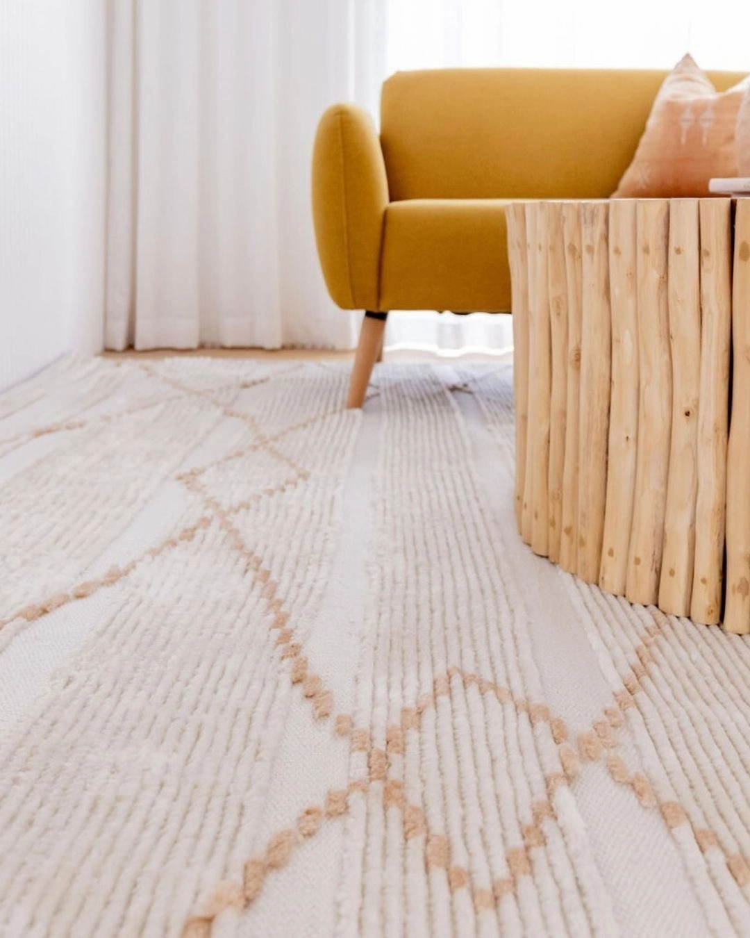 Shona Ivory and Peach Tribal PET Rug